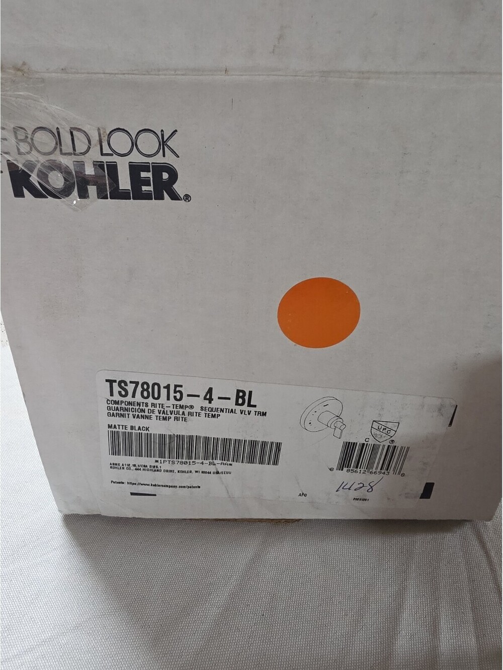 Kohler K-TS78015-4-BL Components Rite-Temp Shower Valve Trim Matte Black PARTS